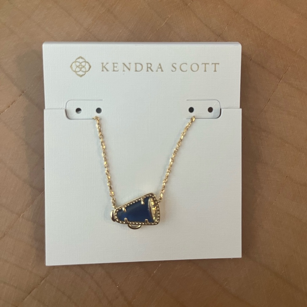 Kendra Scott Gold Necklace with Deep Blue Pendant
